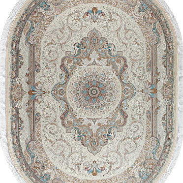 Ковер персидский G144 Mashad 1500 (Акрил, кремовый) овальный