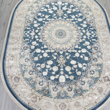 Ковер A050B - D.BLUE / CREAM - Овал - коллекция ZARINA