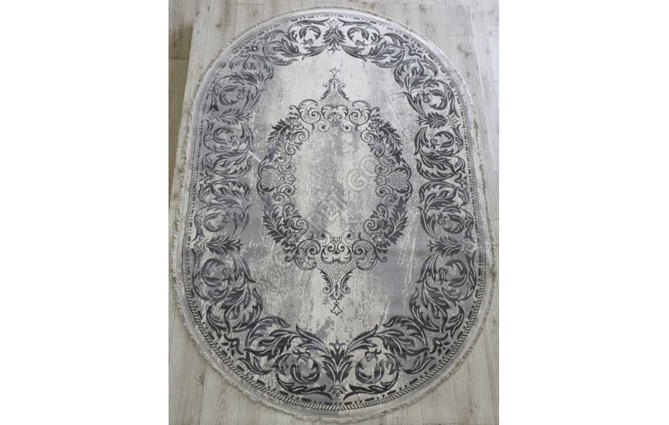 Турецкий ковер Amatis Lux 36567A OVAL GREY / GREY