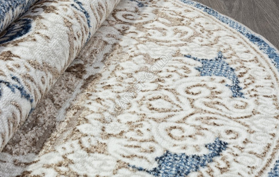 Ковер O1701 - 630 CREAM / BLUE - Овал - коллекция ANTEP